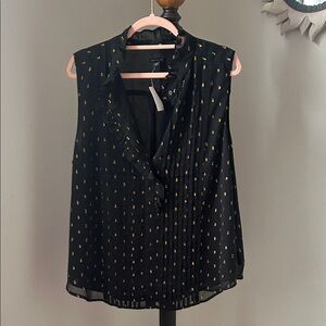 Ann Taylor Black and Gold Polka Dot Blouse NWT
